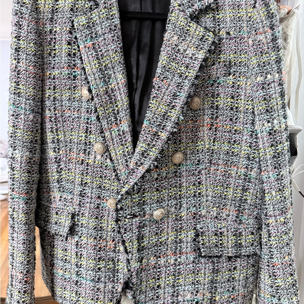 Generation love Eliza tweed double breasted blazer in "rainbow" size L - Picture 8 of 10